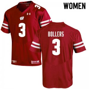 Women's Wisconsin Badgers NCAA #3 T.J. Bollers Red Authentic Under Armour Stitched College Football Jersey UX31T58CR